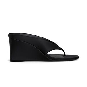 Alaia Black Satin Cube Wedge Sandals - size 41